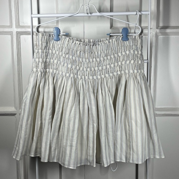 Madewell NWT Smocked Pull-On Mini Skirt in Stripe Size L - Picture 2 of 8